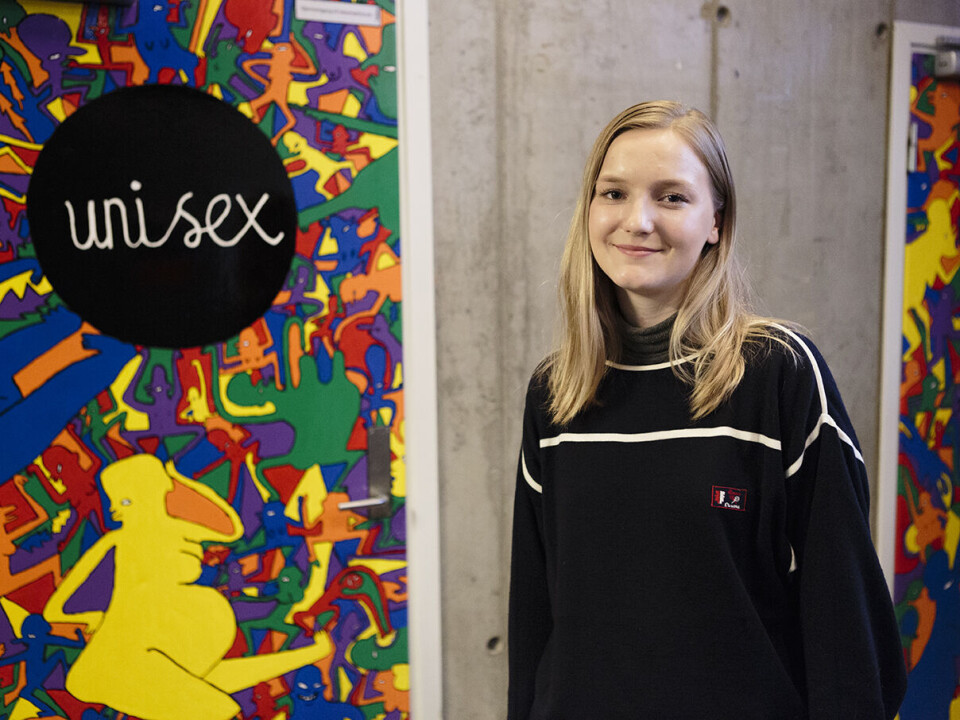 STUDENTHJELP. Det Akademiske Kvarter fikk hjelp fra kunstner og student Ida Woldsund da de skulle dekorere de nye unisex-toalettene. – Kult å ha prosjekter i samarbeid med kunstudenter, sier Kvarteret-leder Anette Arneberg (bildet). FOTO: HENRIK FOLLESØ EGELAND