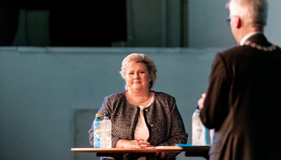 PARTILEDER: Erna Solberg er fortsatt den mest populære statsministerkandidaten, også blant studentene. Bildet er tatt i 2018. FOTO: Tore H. Thiesen (arkiv)