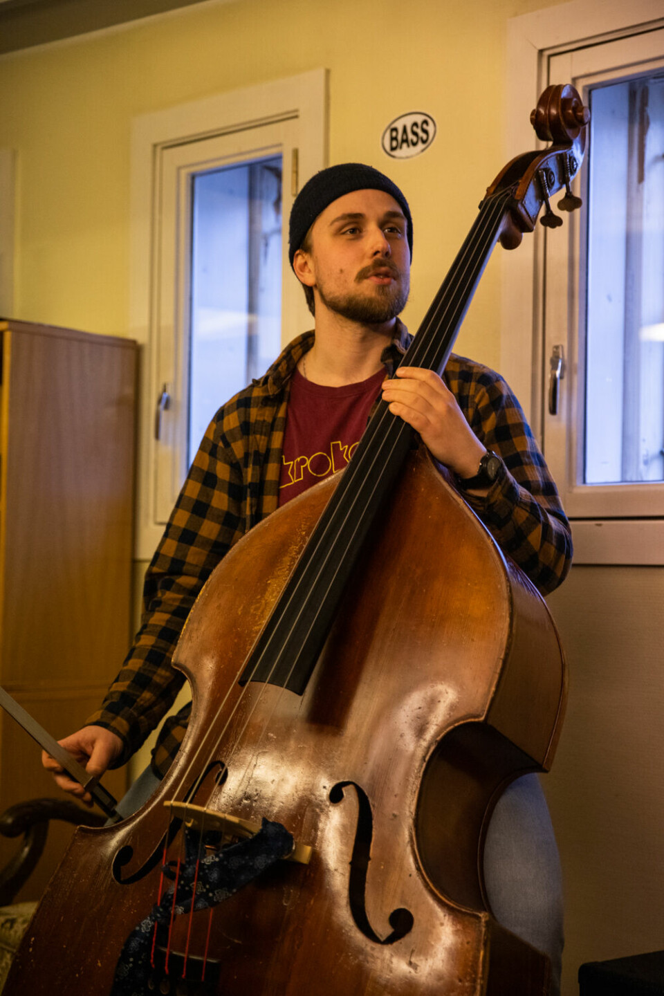 ENIG: Jazzstudent Didrik Berg (21) synes også at jazzmiljøet i Bergen kjennetegnes av å være åpent. Foto: Maiwenn Knapskog