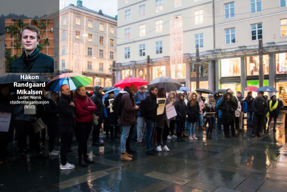 VIL IKKE LYTTE. Demonstrasjoner ble først planlagt når regjeringen fikk budsjettflertall med KrF og vi fikk beskjed om at de ikke ville lytte til våre innspill om stipendet, skriver Håkon Randgaard Mikalsen. ARKIVFOTO: SILJE REITAN FRIDÉN