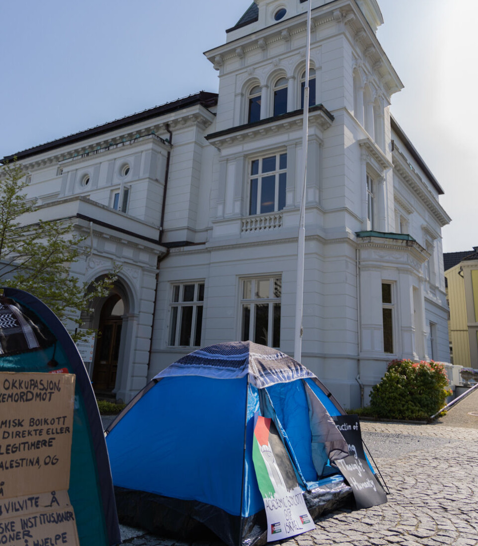 HOLDER STAND: Her skal demonstrantene oppholde seg i to uker.