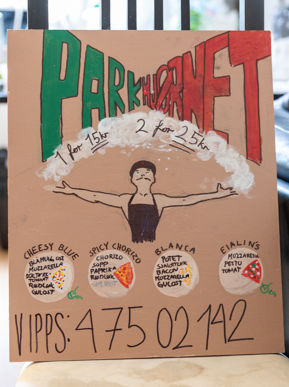 MENY: Dette var kveldens pizzameny.