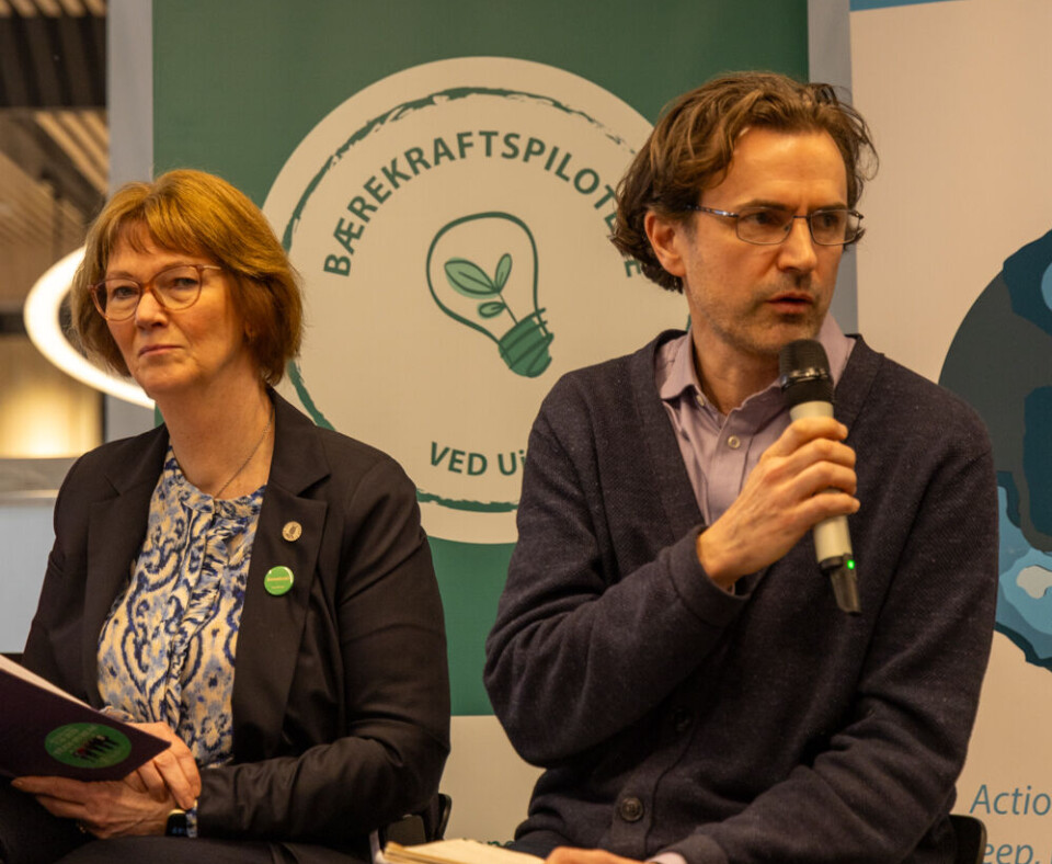 TEAM ØVREÅS: Lise Øvreås og Endre Tvinnereim diskuterer flere viktige temaer under bærekraftsdebatten.