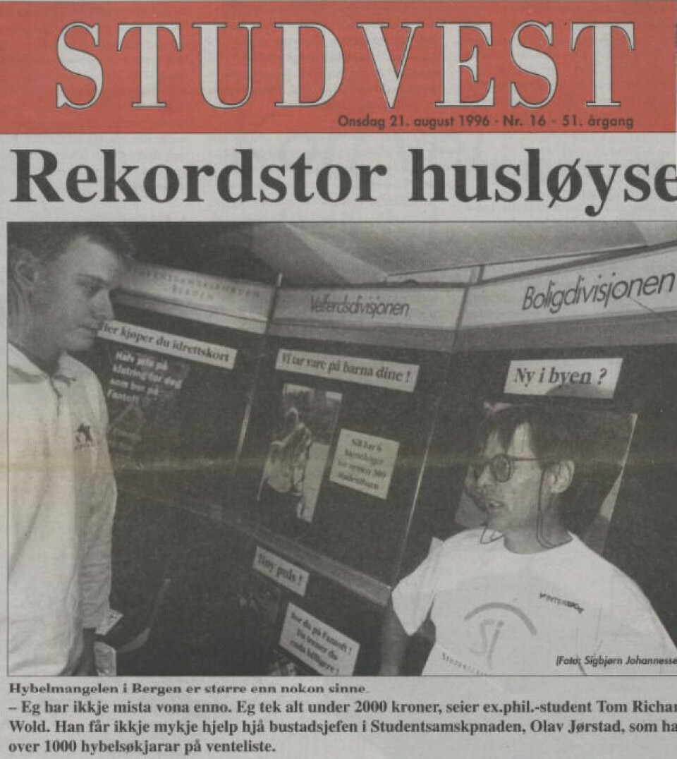 FRA ARKIVET: Forsiden av Studvest 1996.