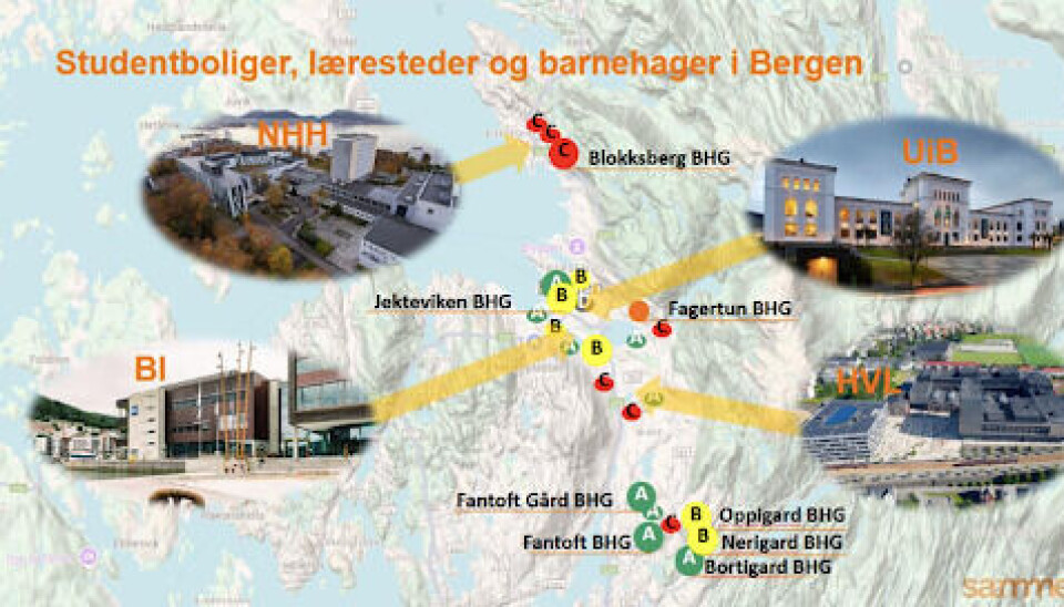 OVERSIKT: Her er barnehagene som eies av Sammen i Bergen. barnehage, barnehagesak, sammen