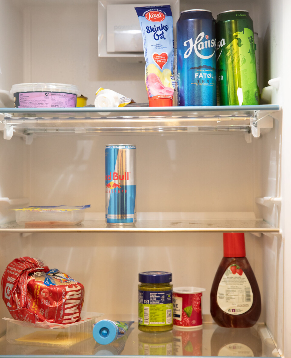 LATSKAP: Kjøleskapet til romkameraten som aldri vasker opp.